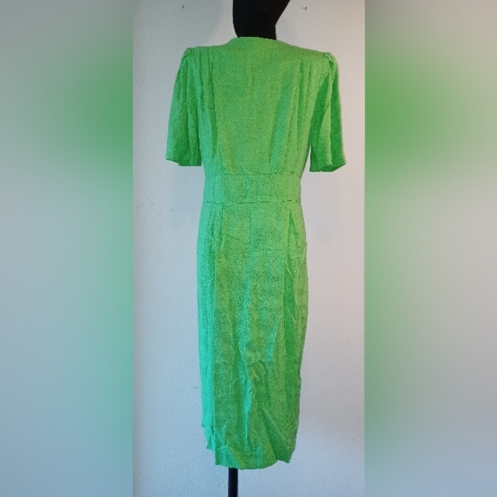Success Dress Green Midi Button Up Dress Rare Vintage - Picture 2 of 12